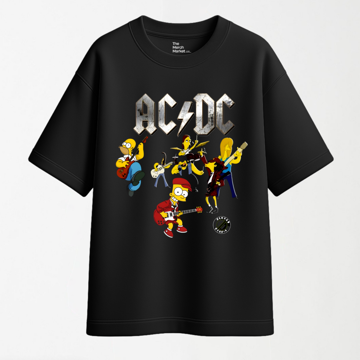 AC DC-Simpsons - Black Oversized T Shirt