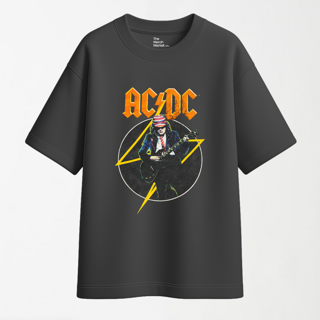 AC DC - Grey Oversized T Shirt