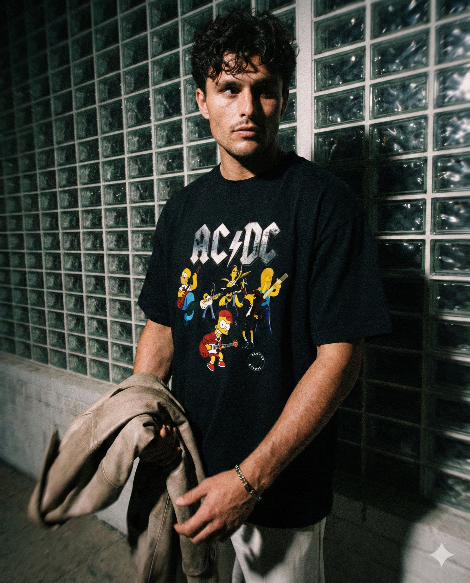 AC DC-Simpsons - Black Oversized T Shirt