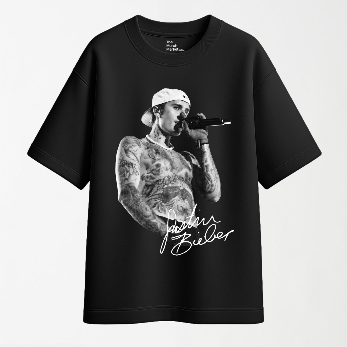 Monochrome Stage Performance Bieber - Round Neck Unisex T Shirt