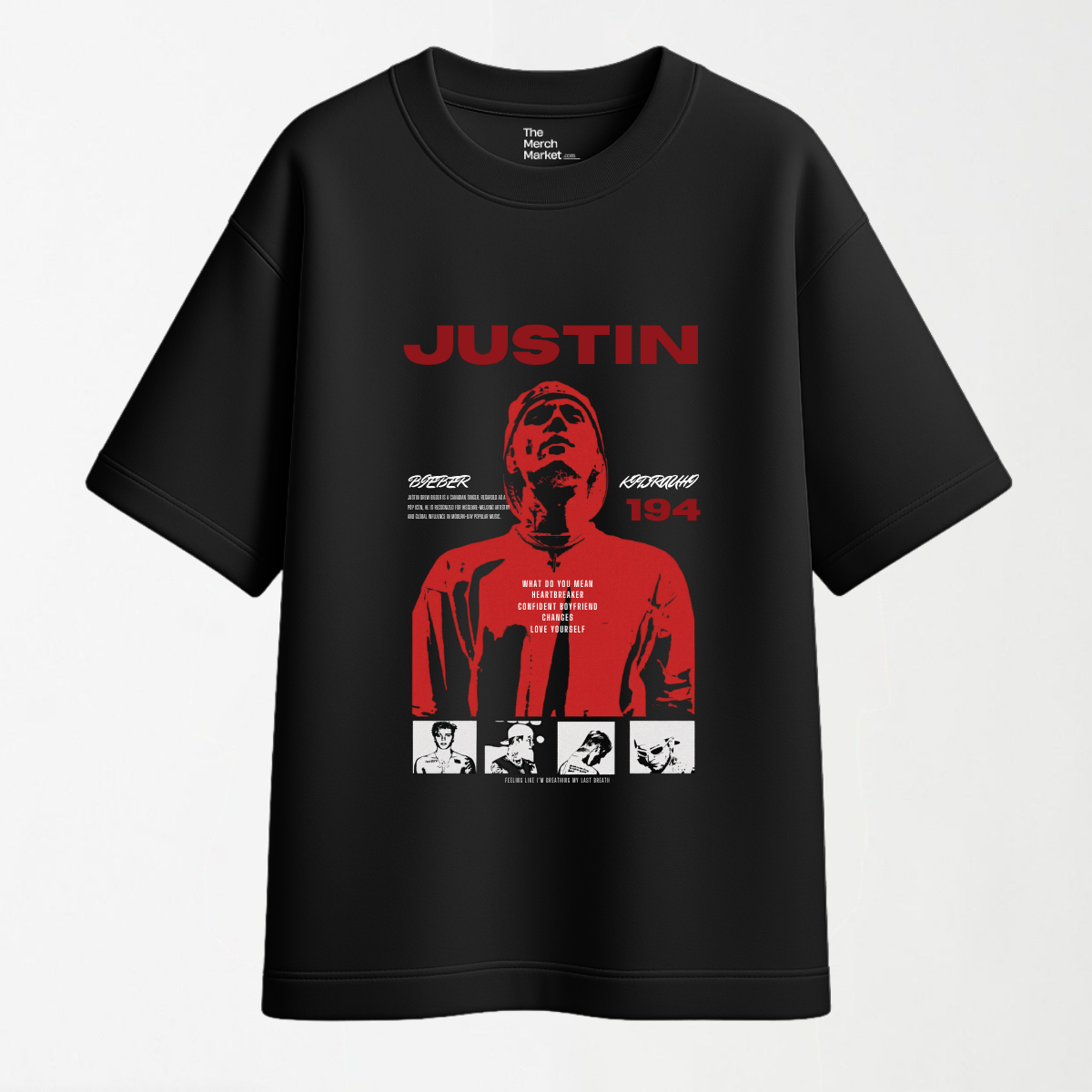 Justin Red Poster - Round Neck Unisex T Shirt